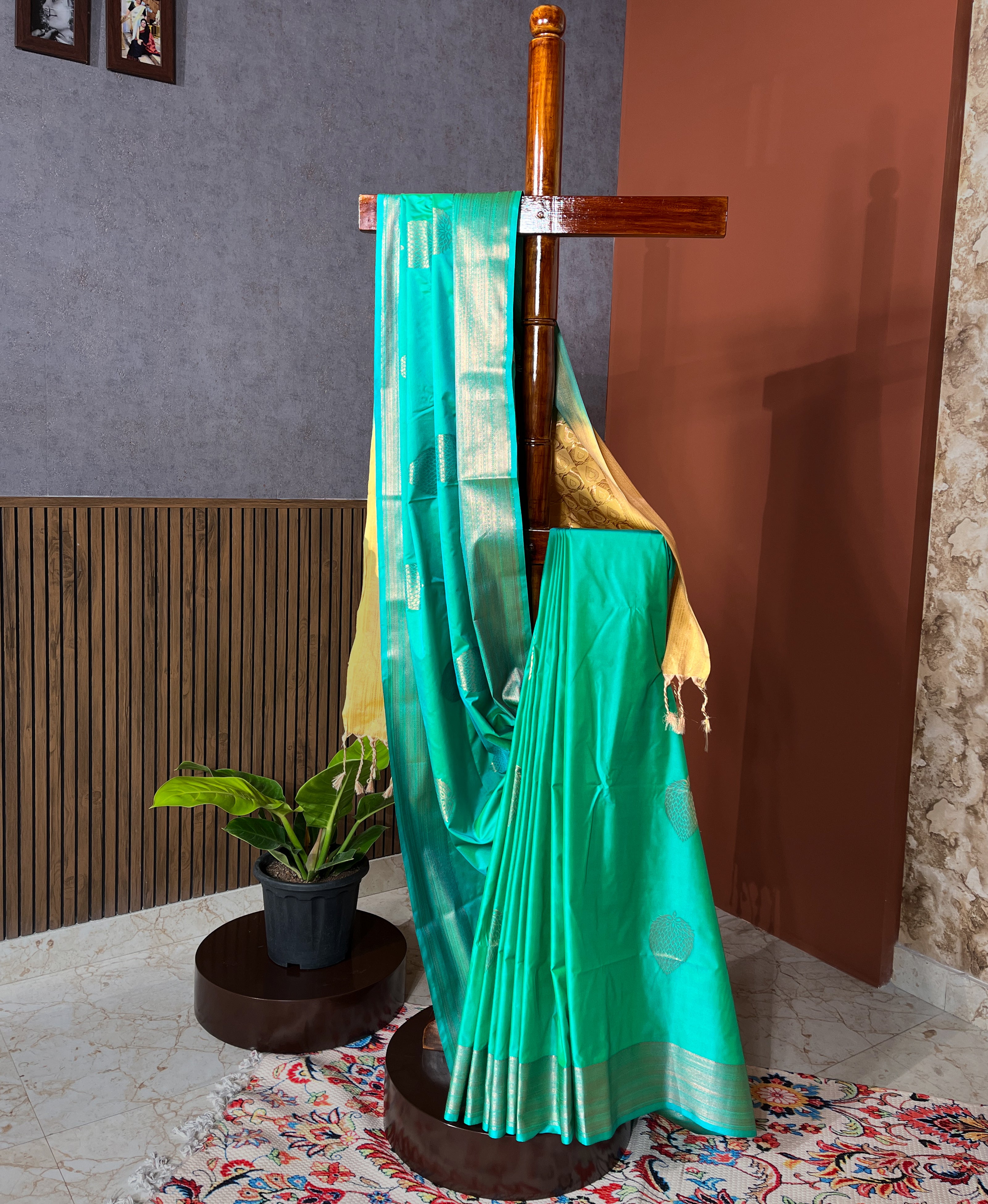 Varnika Green Soft Semi Silk Saree