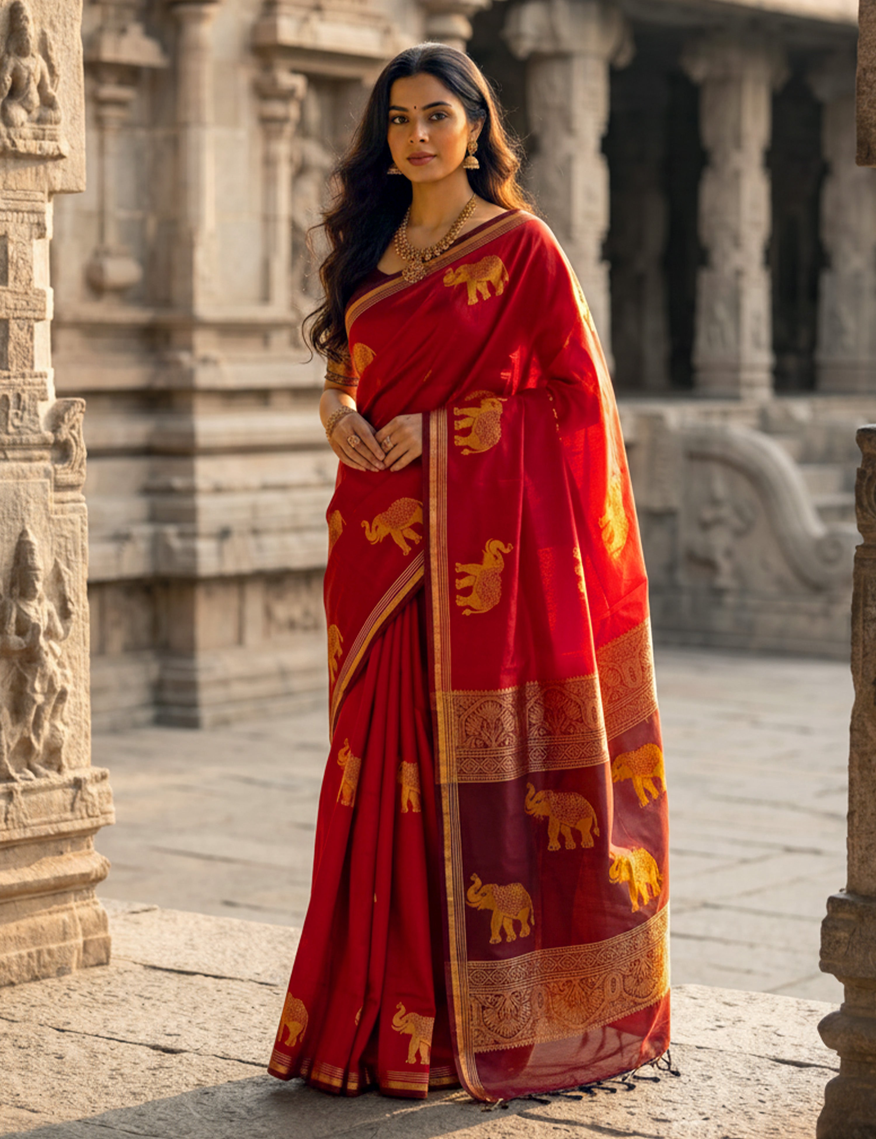 Red Negamam Cotton Saree