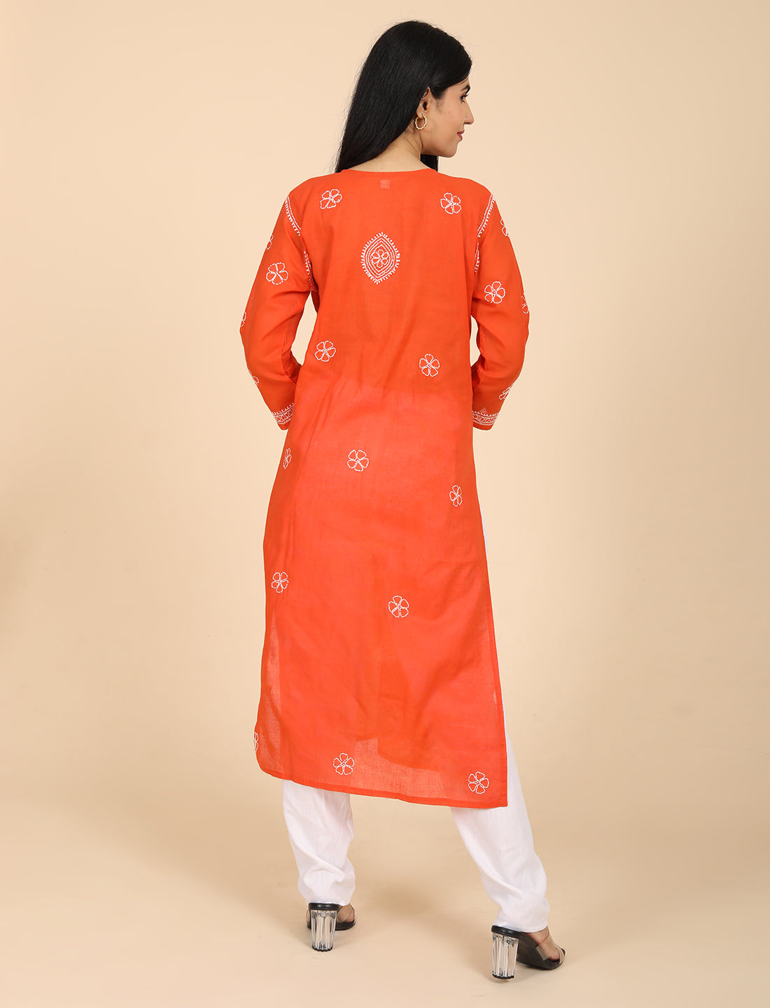 Imtizaj Orange Chikankari Kurta