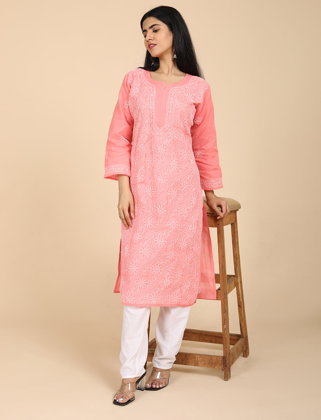 Shabika Pink Chikankari Kurta