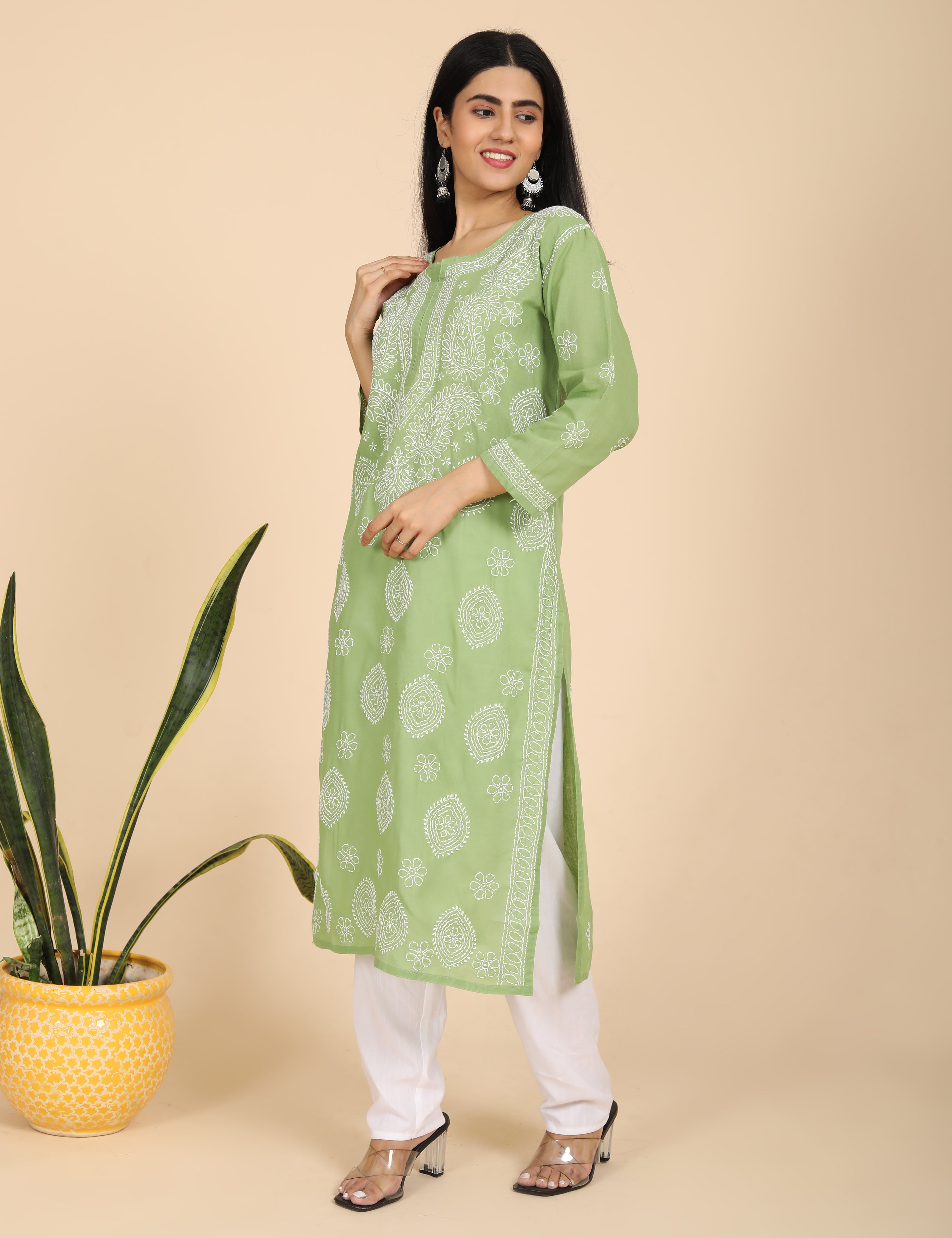 Imtizaj Green Chikankari Kurta