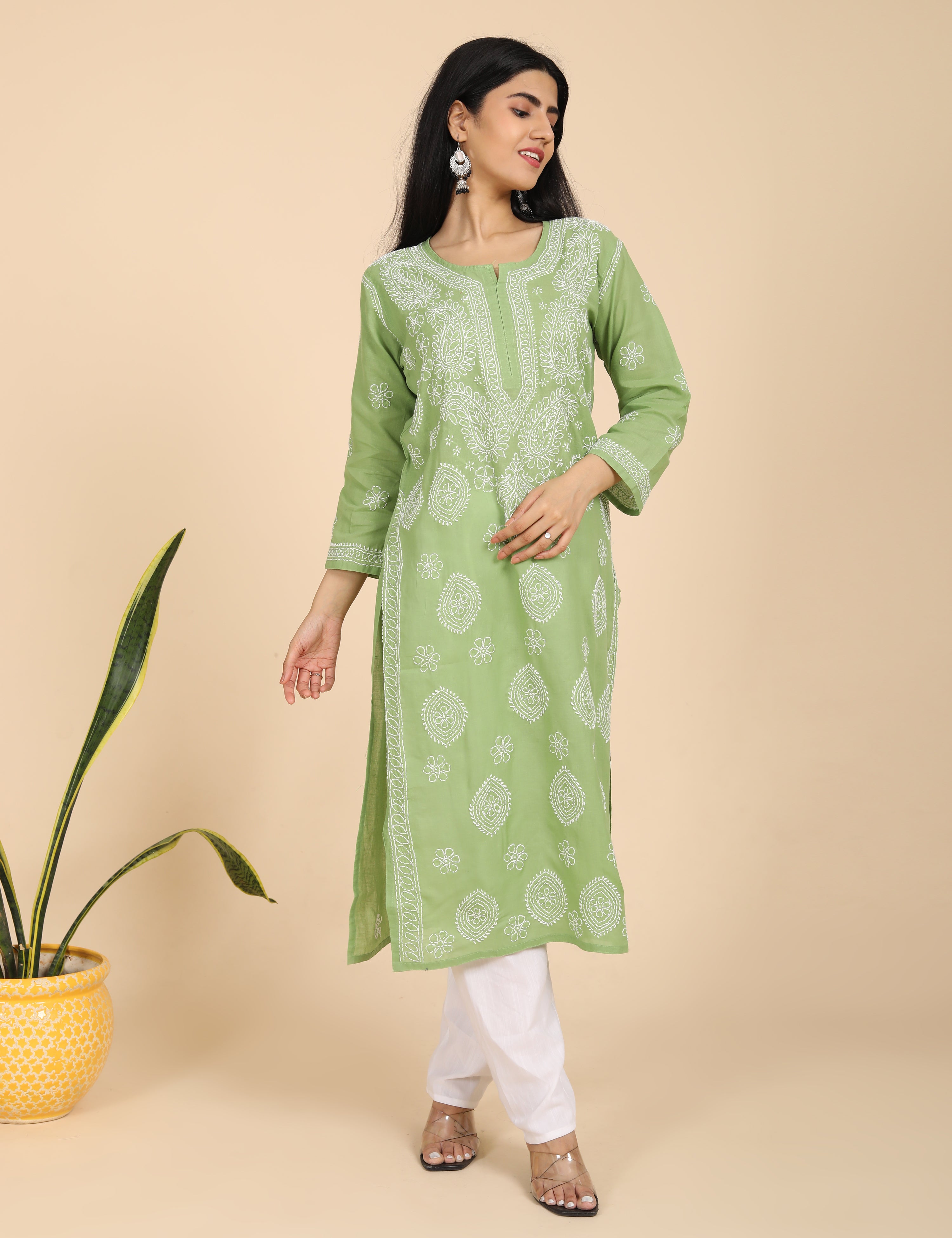 Imtizaj Green Chikankari Kurta