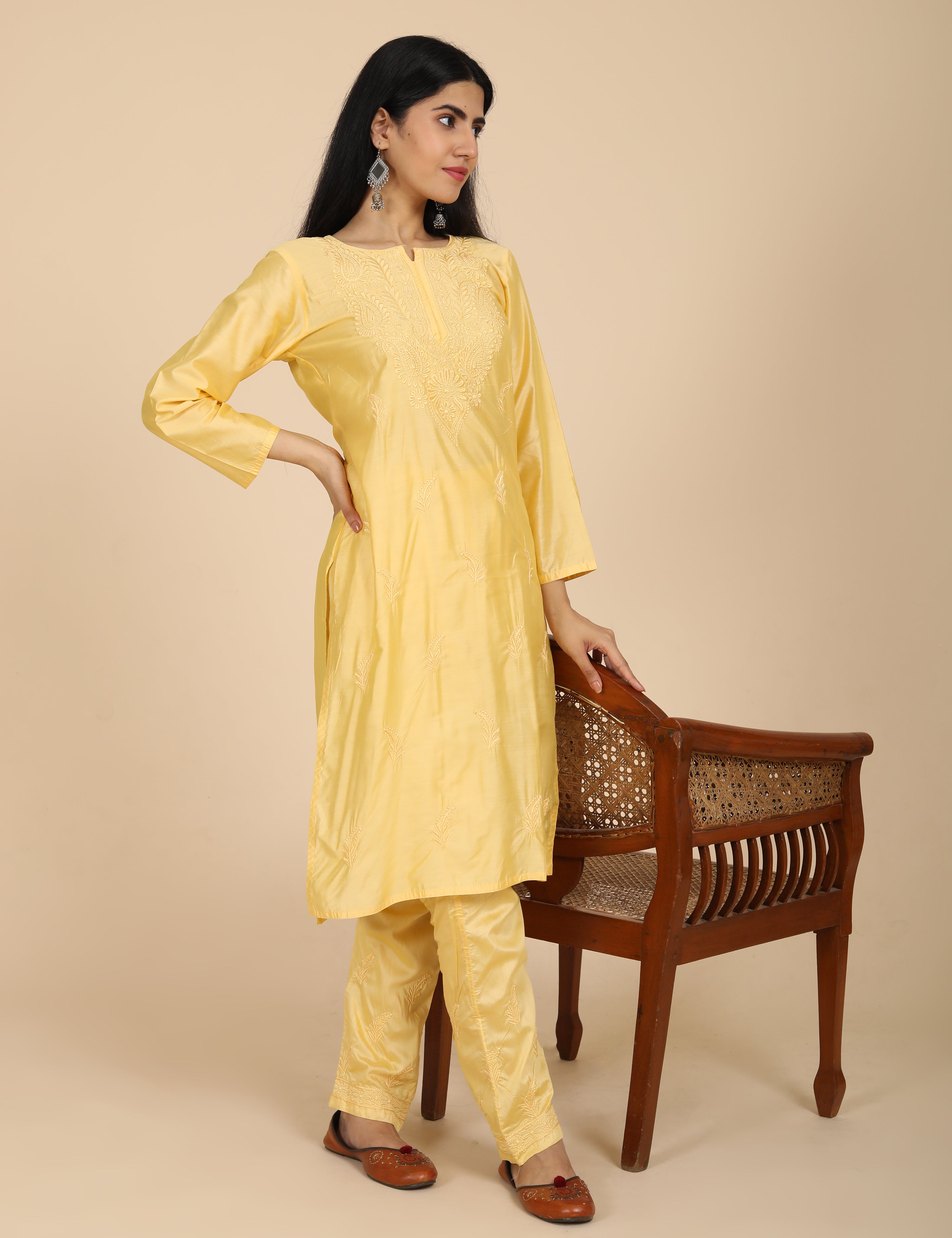 Jashn Yellow Chikankari Kurta Set