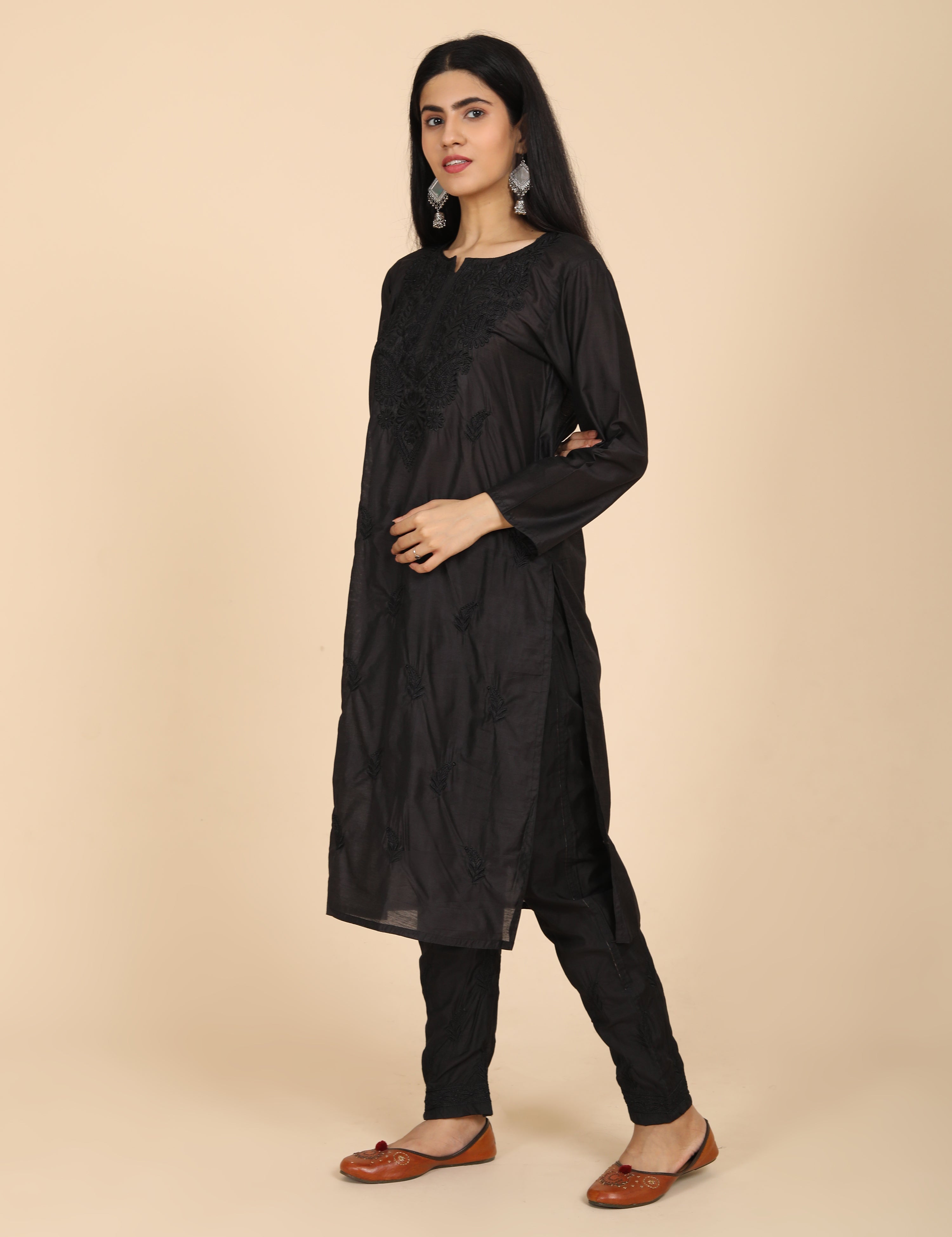 Jashn Black Chikankari Kurta Set