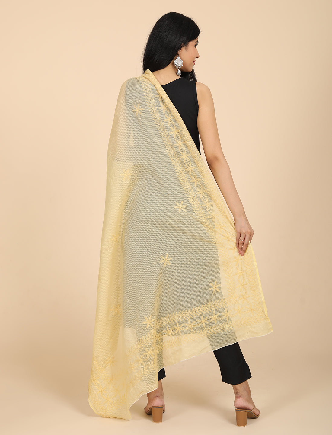 Shifa Beige Chikankari Dupatta
