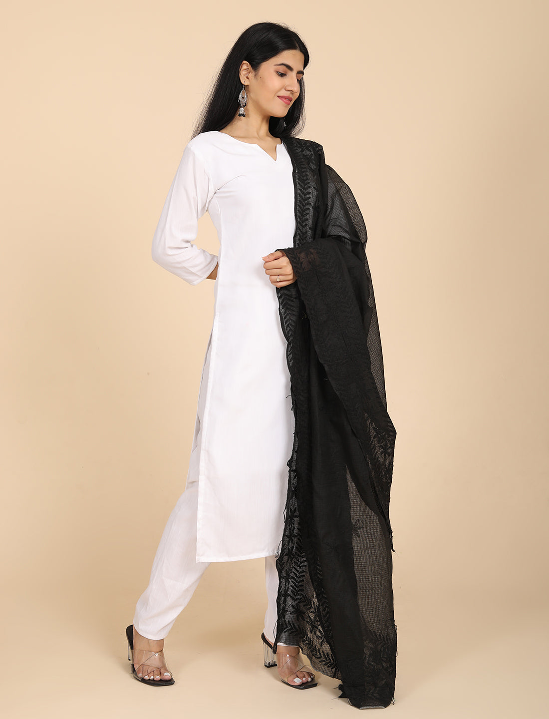 Shifa Black Chikankari Dupatta