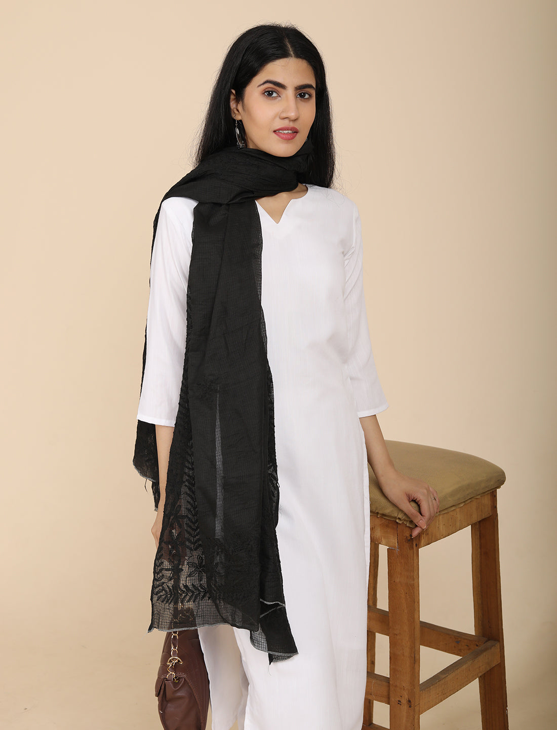 Shifa Black Chikankari Dupatta