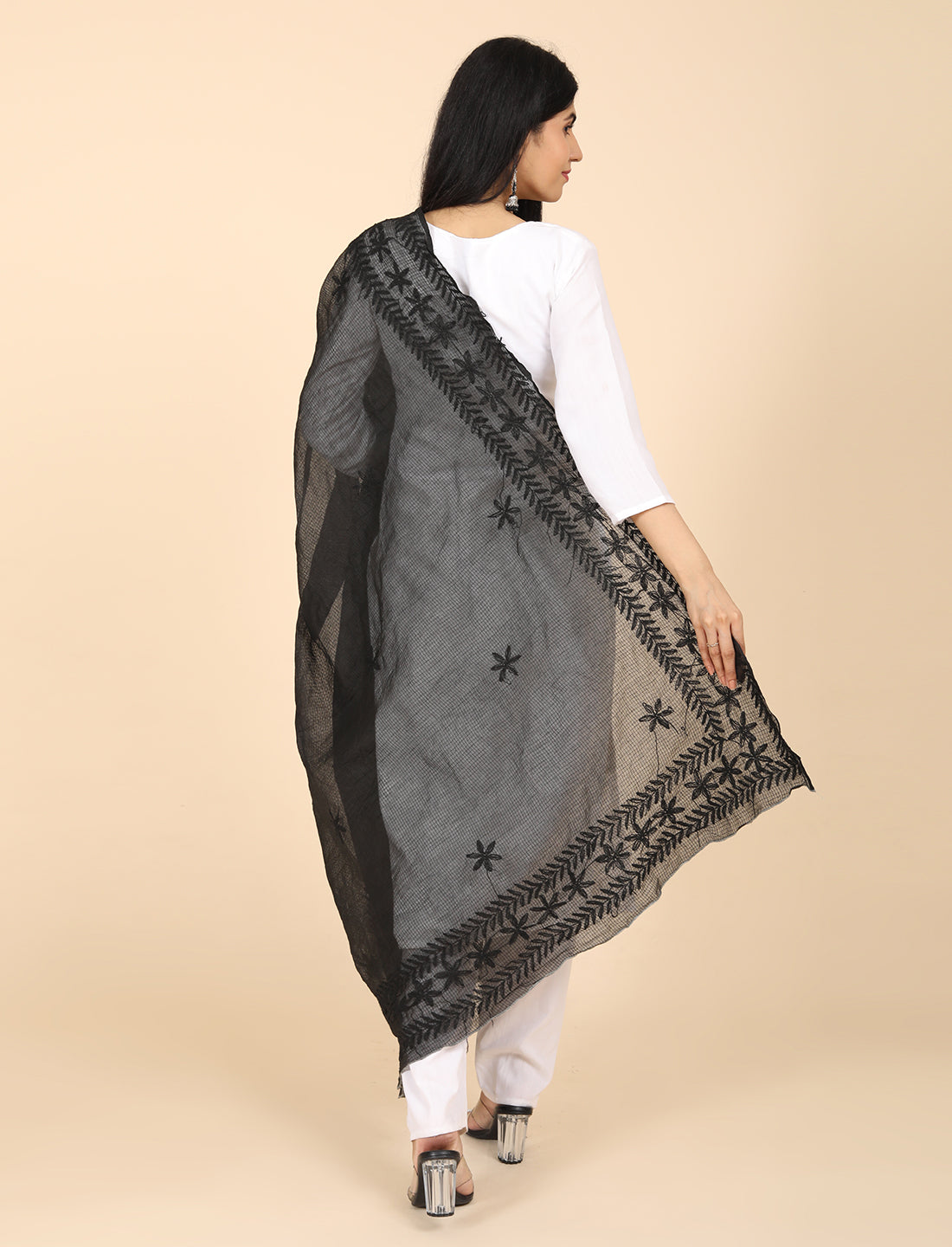 Shifa Black Chikankari Dupatta