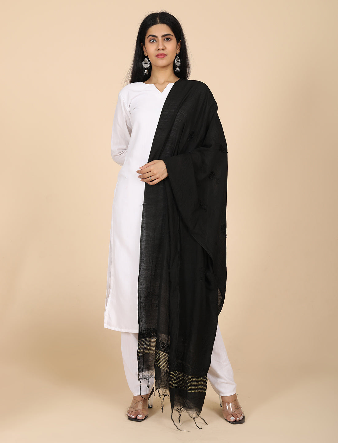 Noor Black Chikankari Dupatta