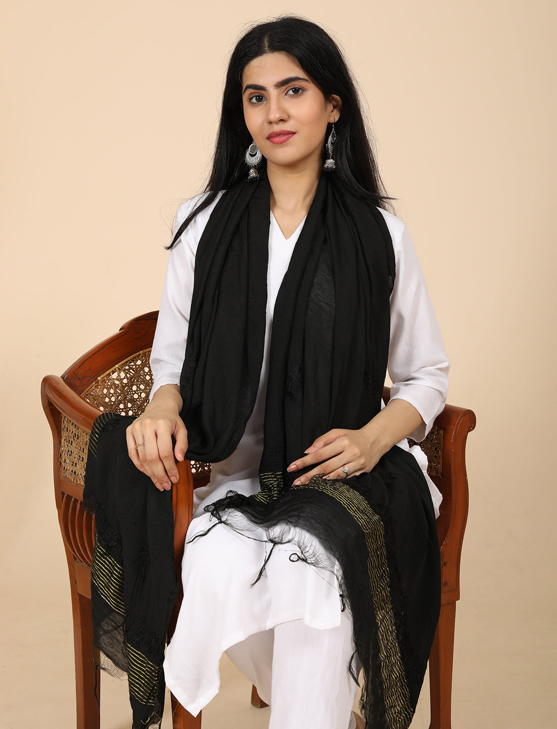 Noor Black Chikankari Dupatta