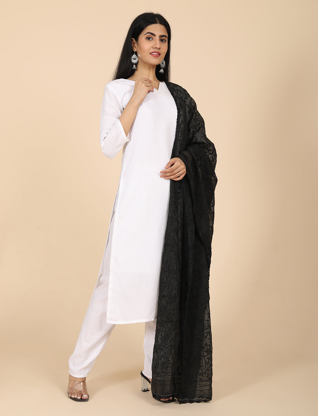 Bunna Black Chikankari Dupatta