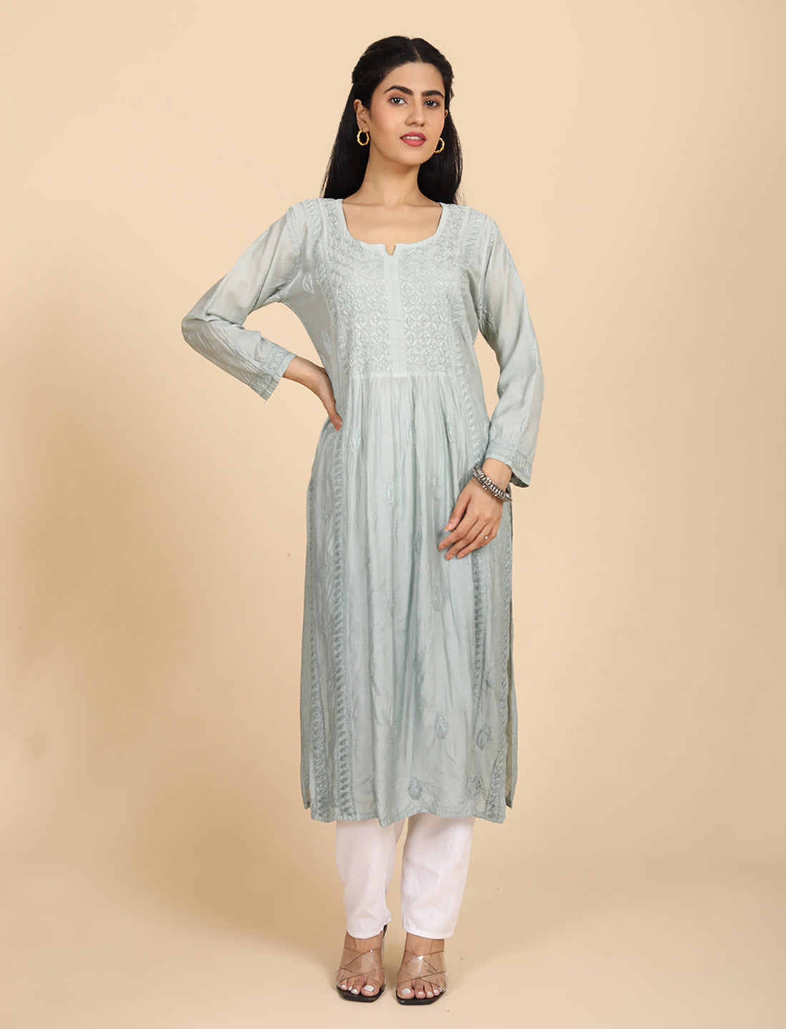 Noor Grey Chikankari Kurta