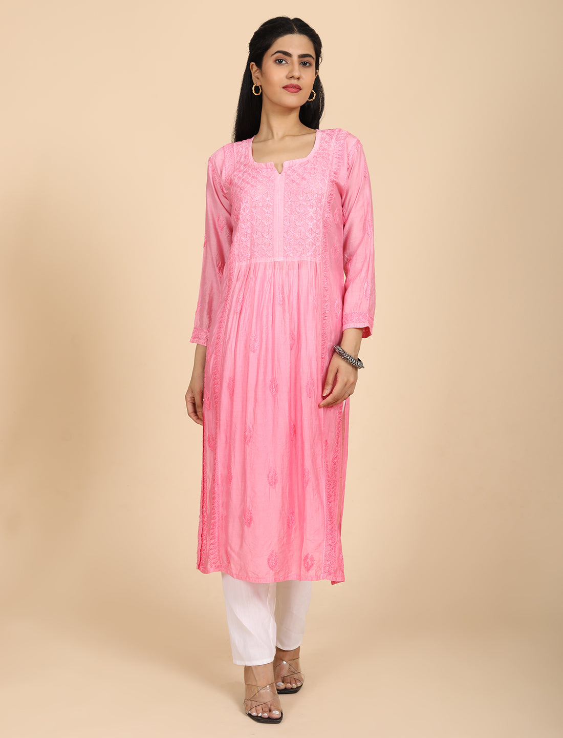 Noor Pink Chikankari Kurta