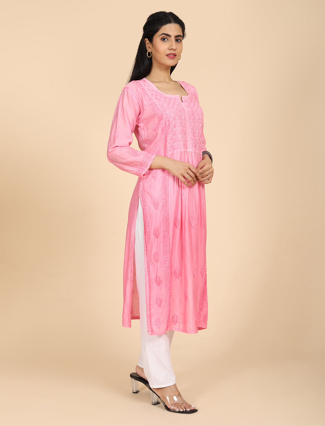 Noor Pink Chikankari Kurta