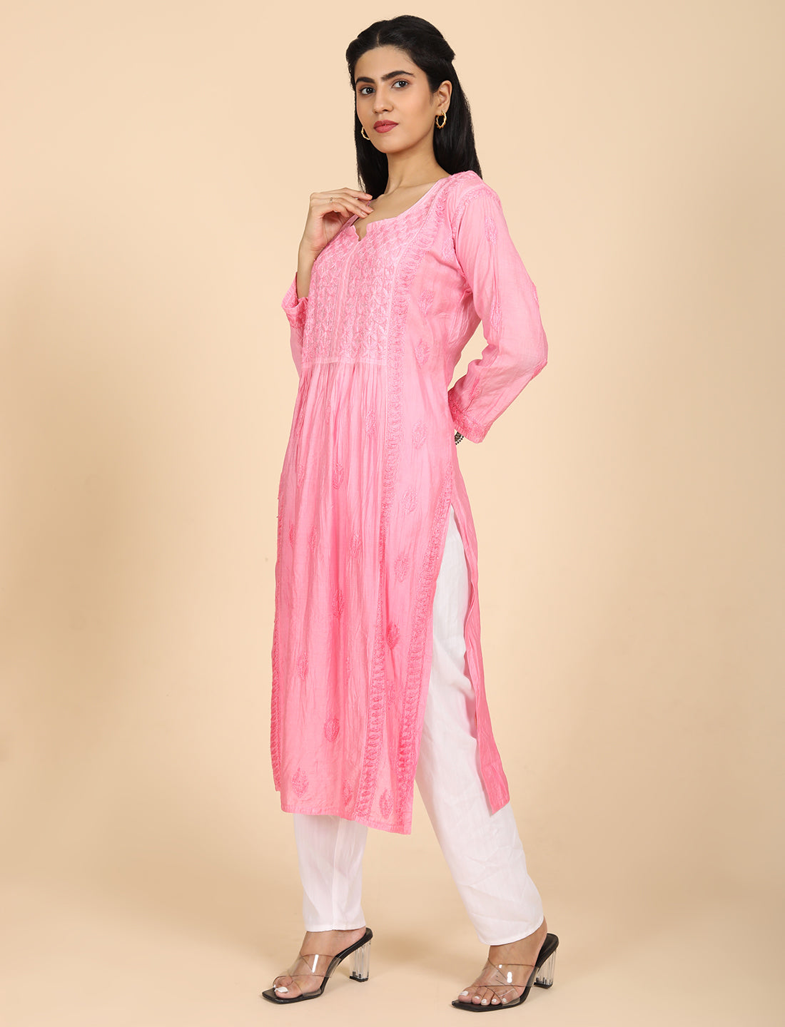 Noor Pink Chikankari Kurta