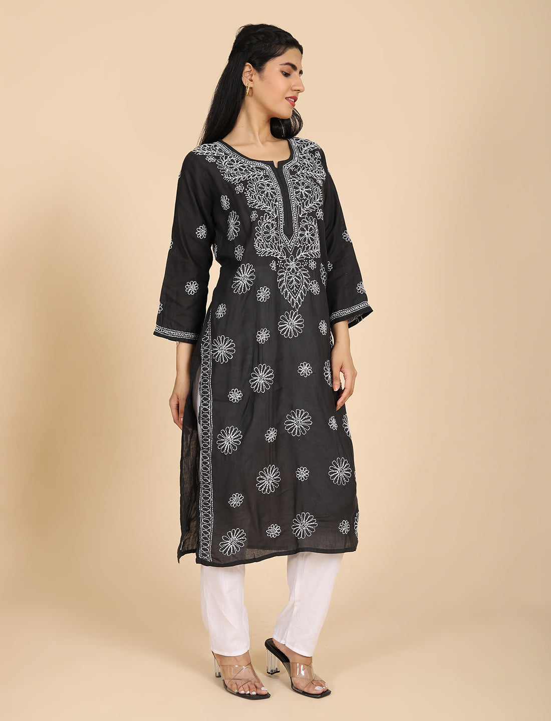 Naqsh Black Chikankari Kurta
