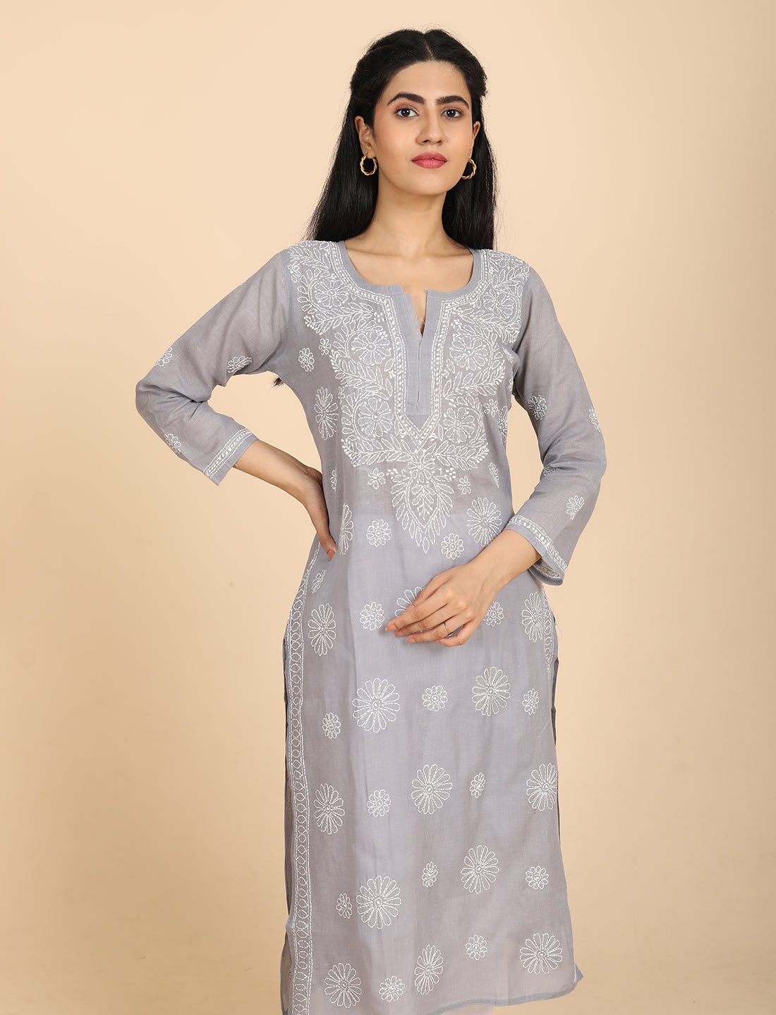 Naqsh Grey Chikankari Kurta