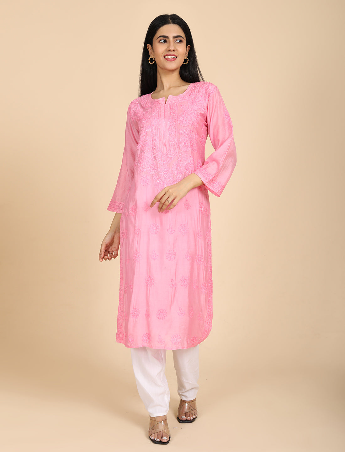 Hassas Pink Chikankari Kurta