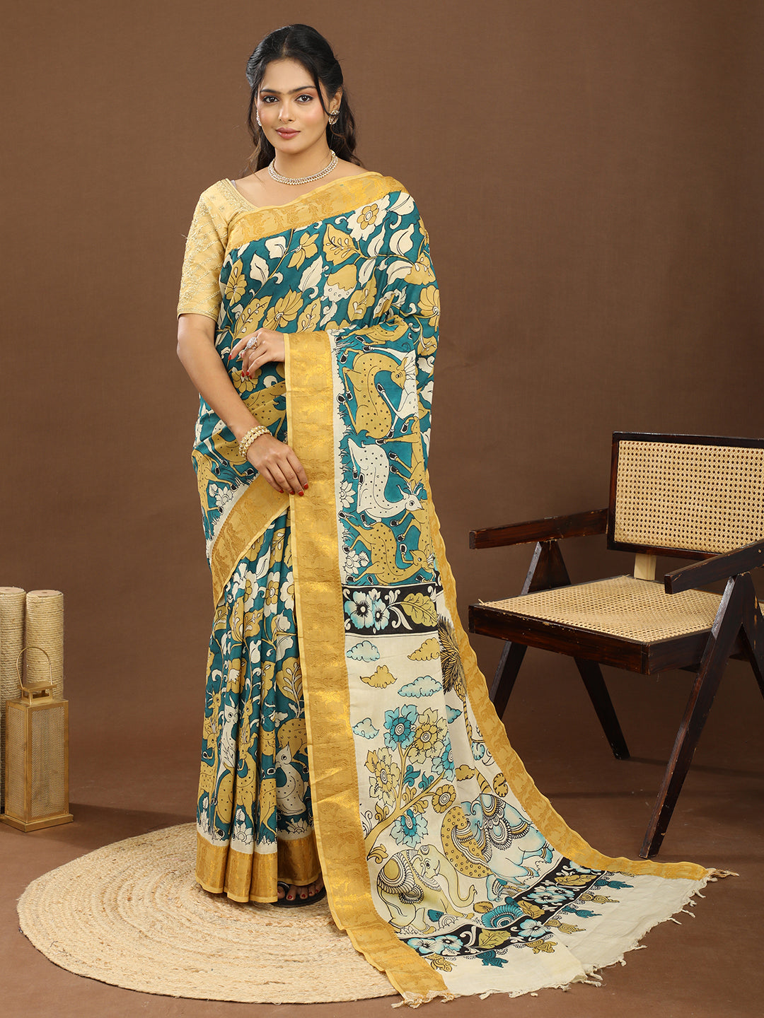 Pushp Multicolored Kalamkari Saree