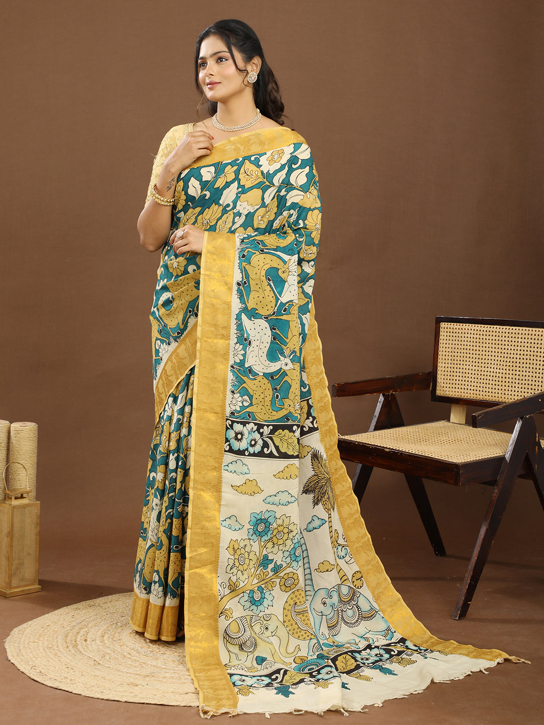 Pushp Multicolored Kalamkari Saree