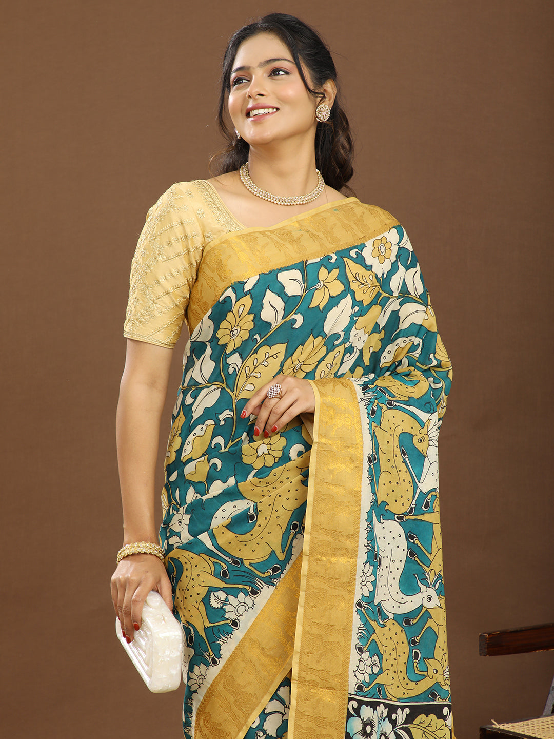 Pushp Multicolored Kalamkari Saree