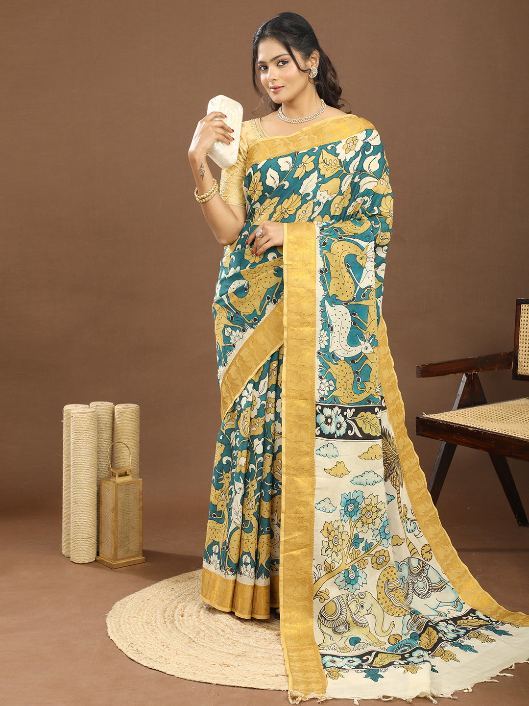 Pushp Multicolored Kalamkari Saree