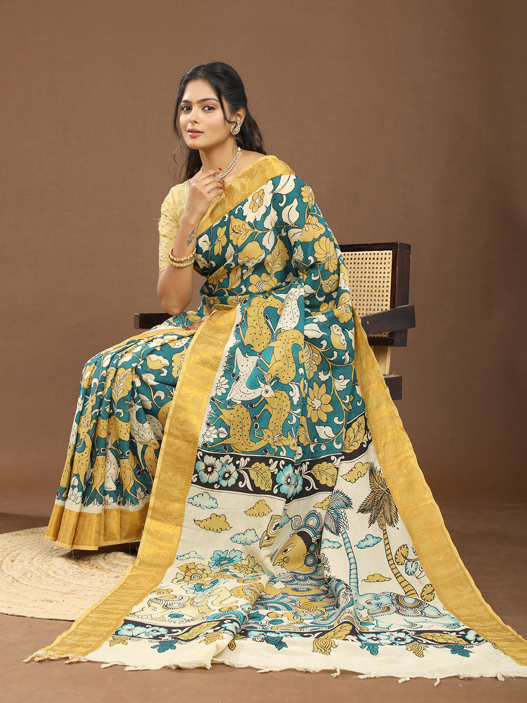 Pushp Multicolored Kalamkari Saree