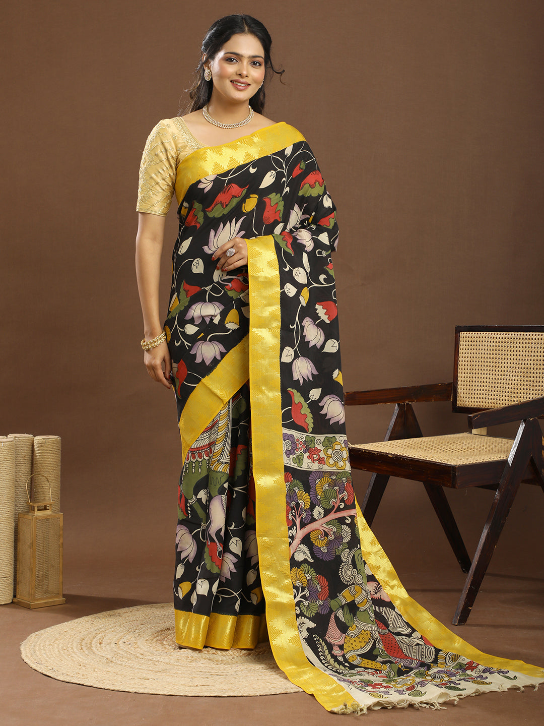 Pushp Multicolored Kalamkari Saree