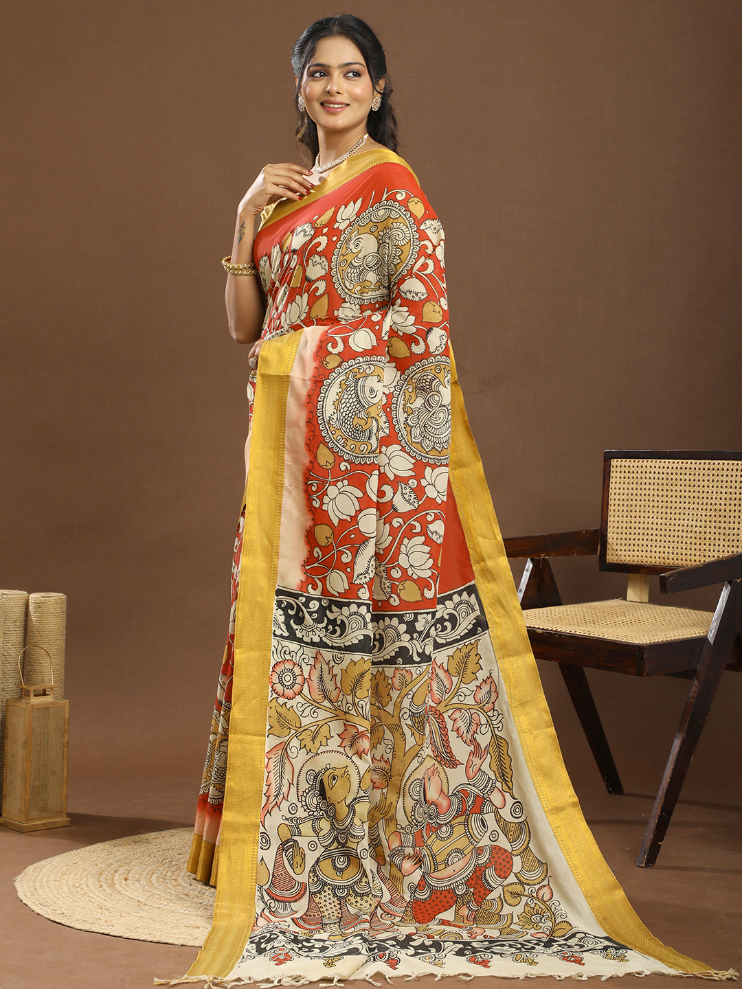 Pushp Multicolored Kalamkari Saree