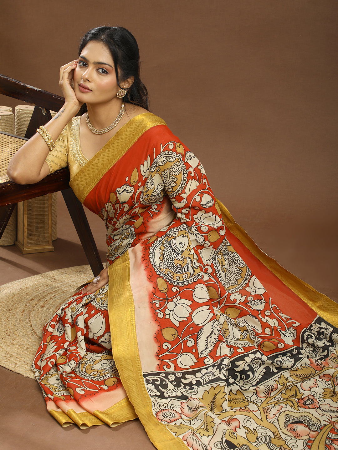 Pushp Multicolored Kalamkari Saree