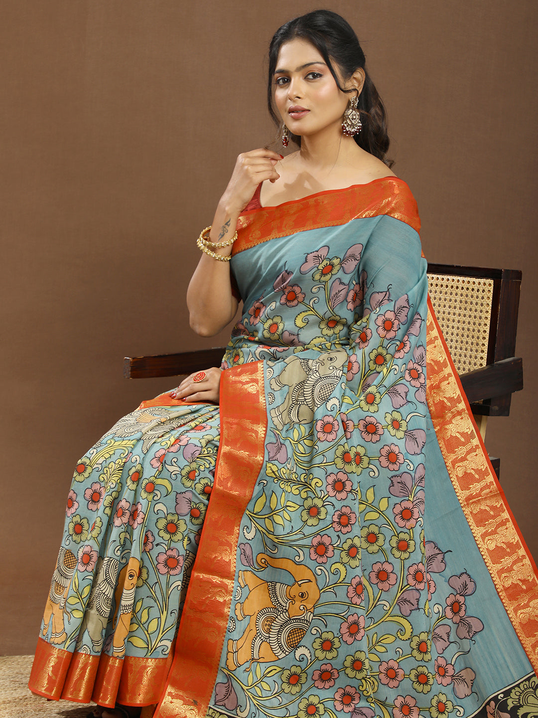 Pushp Multicolored Kalamkari Saree