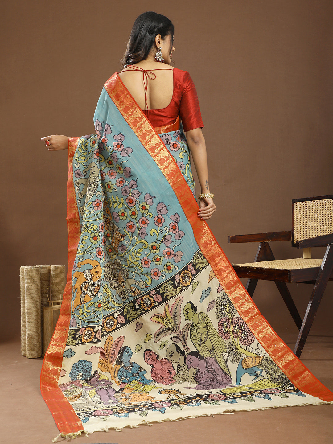 Pushp Multicolored Kalamkari Saree