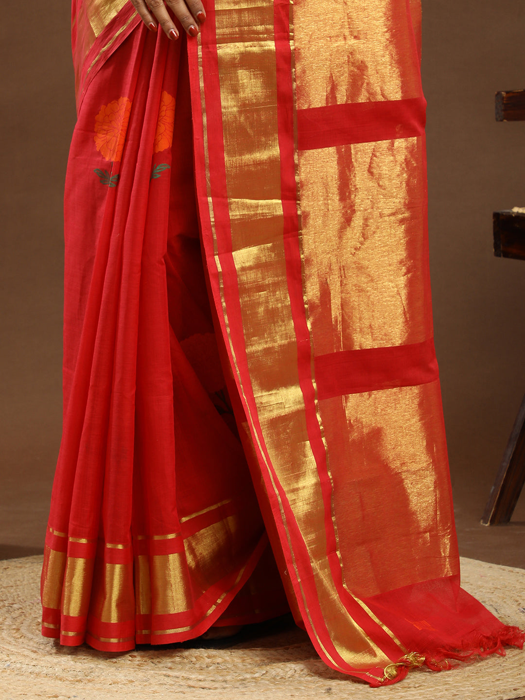 Genda Red Venkatagiri Saree