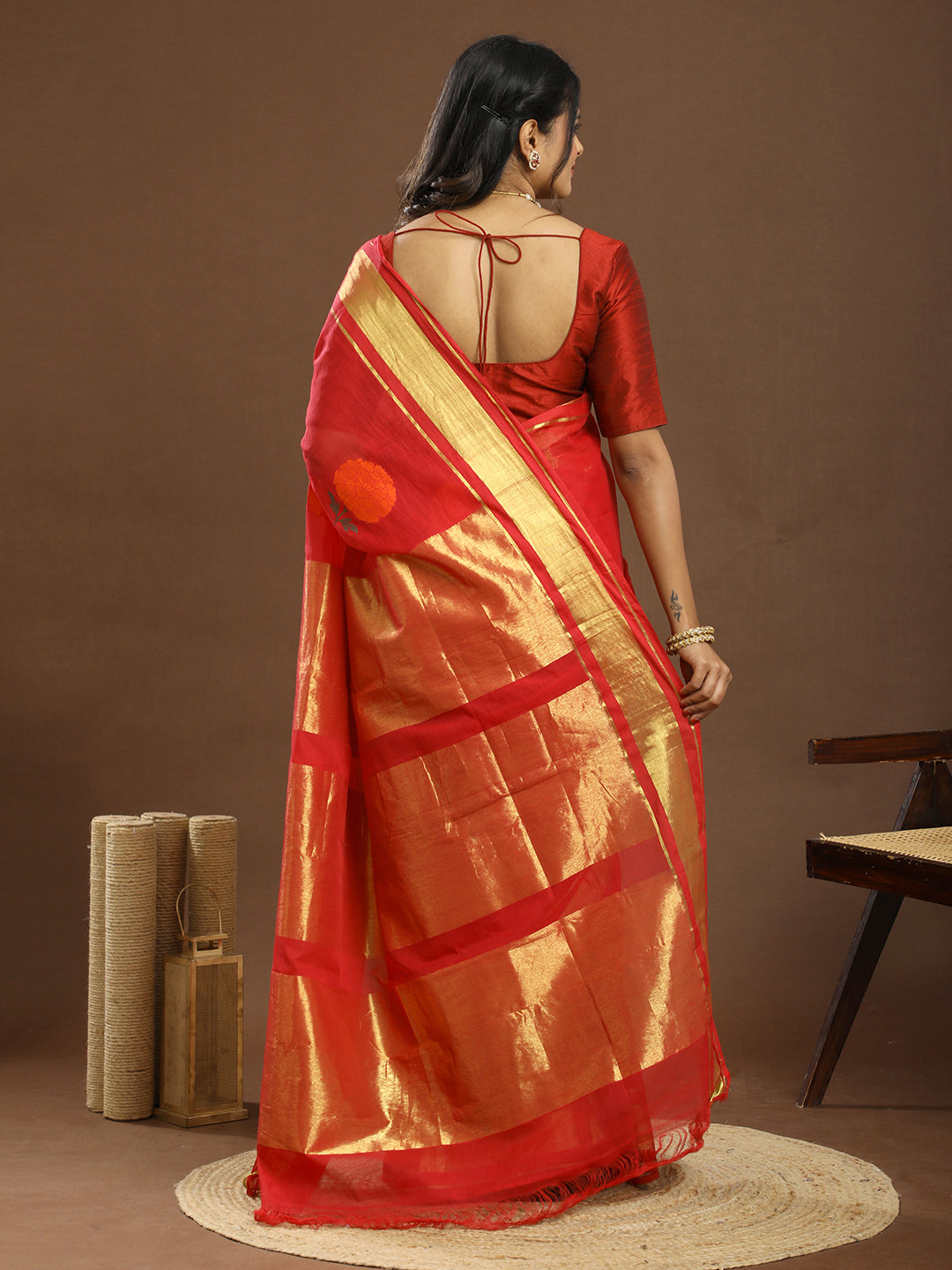 Genda Red Venkatagiri Saree