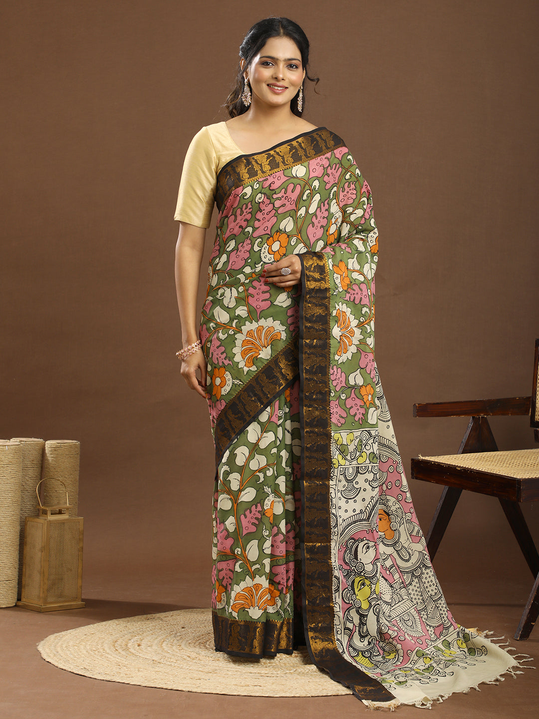Pushp Multicolored Kalamkari Saree