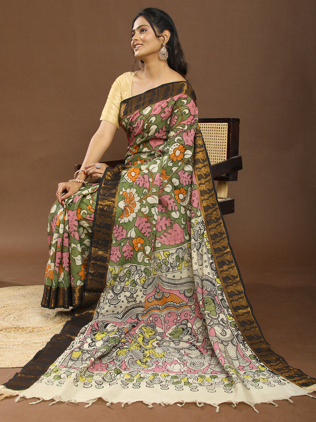 Pushp Multicolored Kalamkari Saree