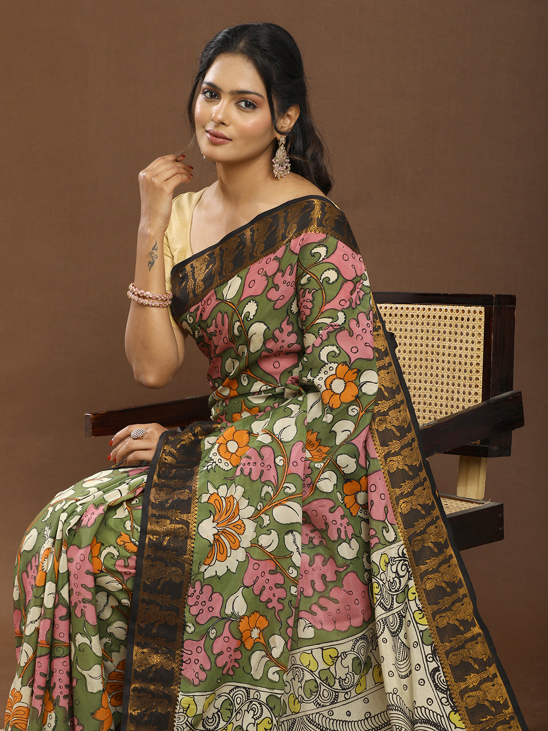 Pushp Multicolored Kalamkari Saree