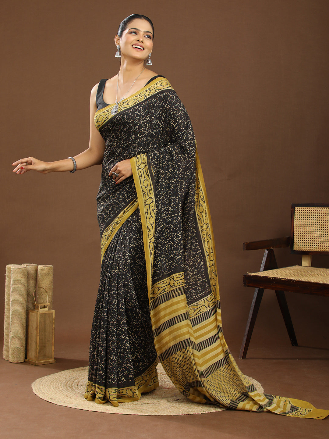 Karmakari Multicolored Ajrakh Saree