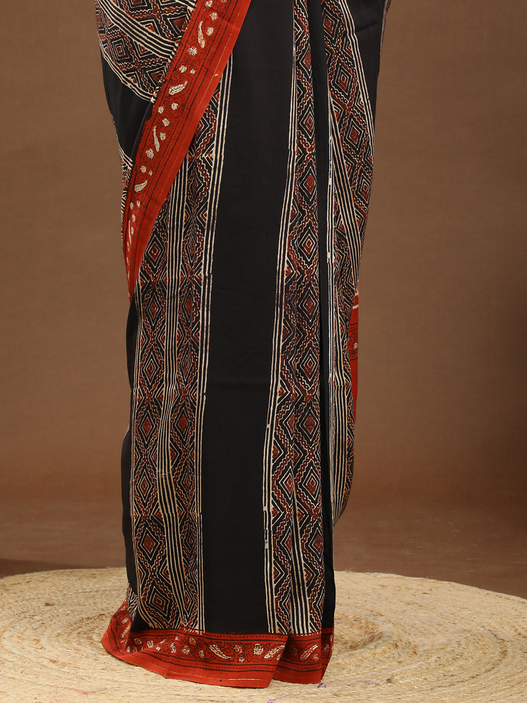 Karmakari Multicolored Ajrakh Saree