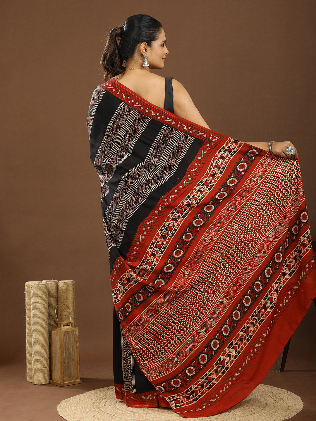 Karmakari Multicolored Ajrakh Saree