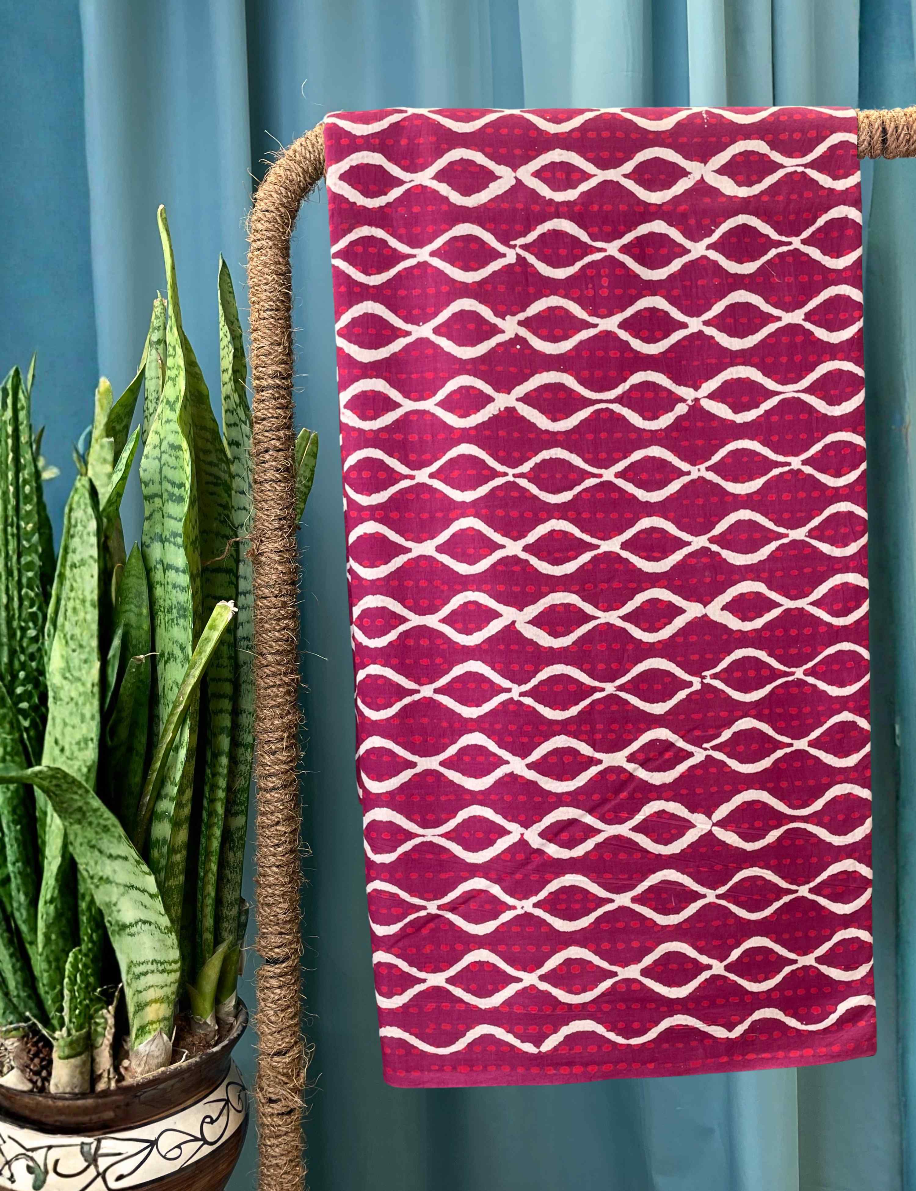 Plum Bagru Fabric