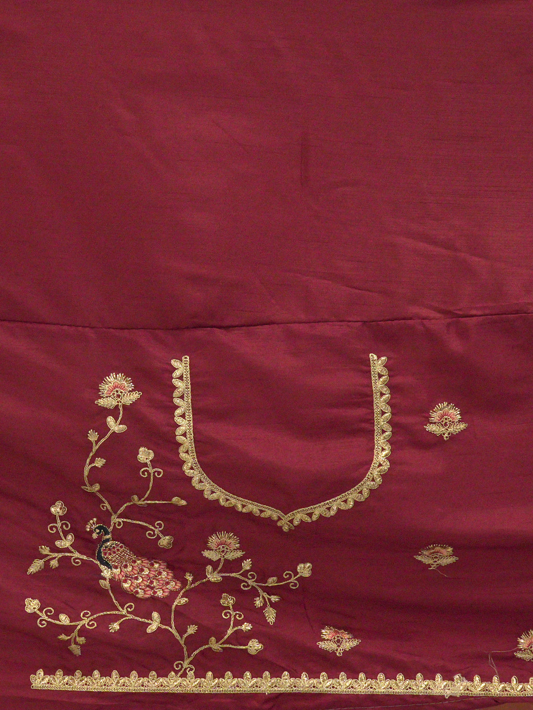 Gota Maroon Embroidered Saree