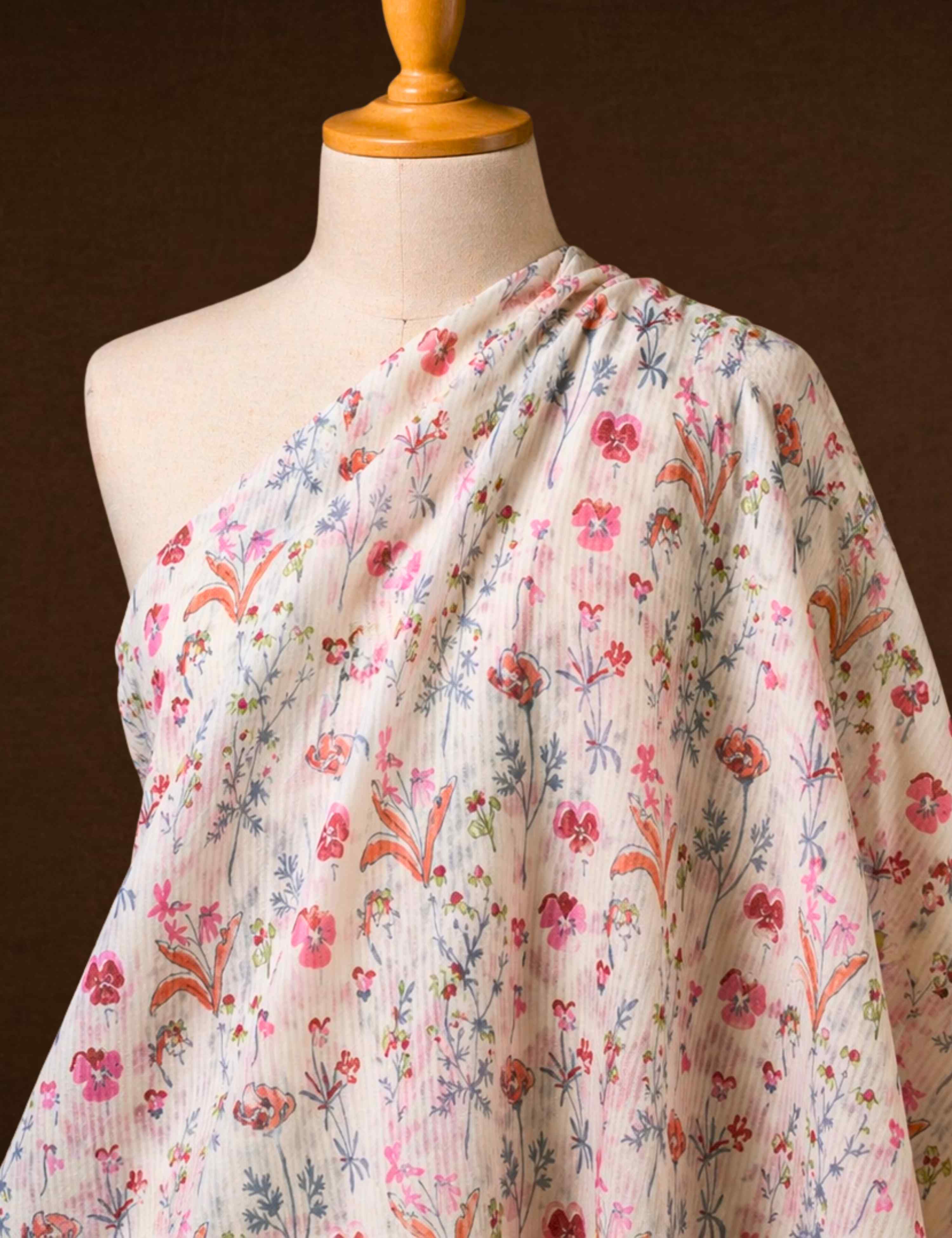 White Sanganeri Fabric