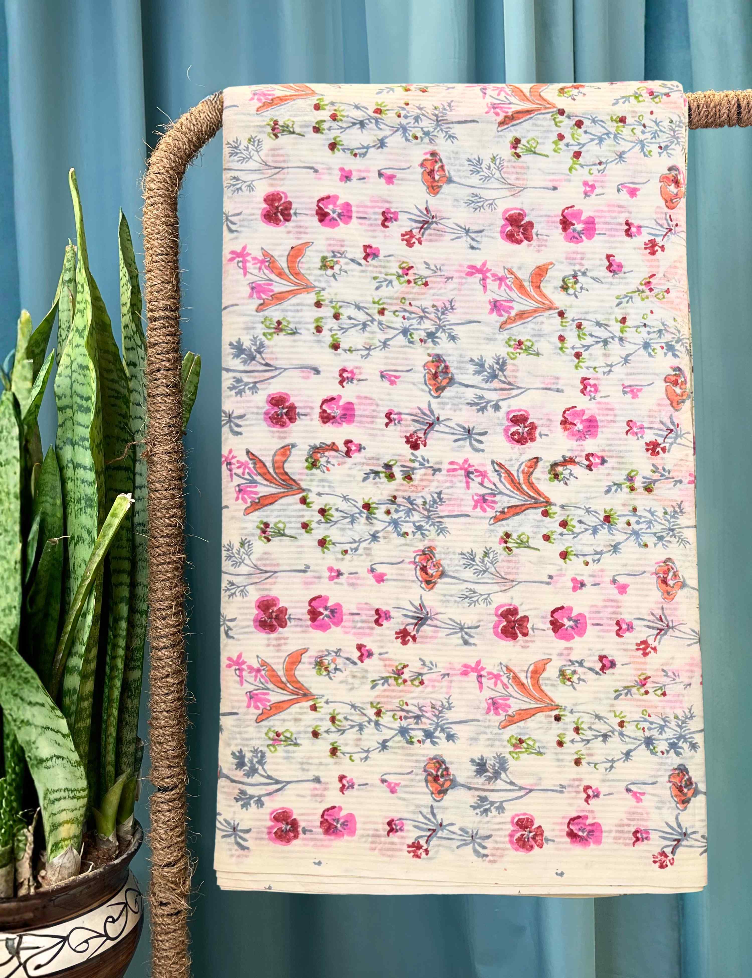 White Sanganeri Fabric