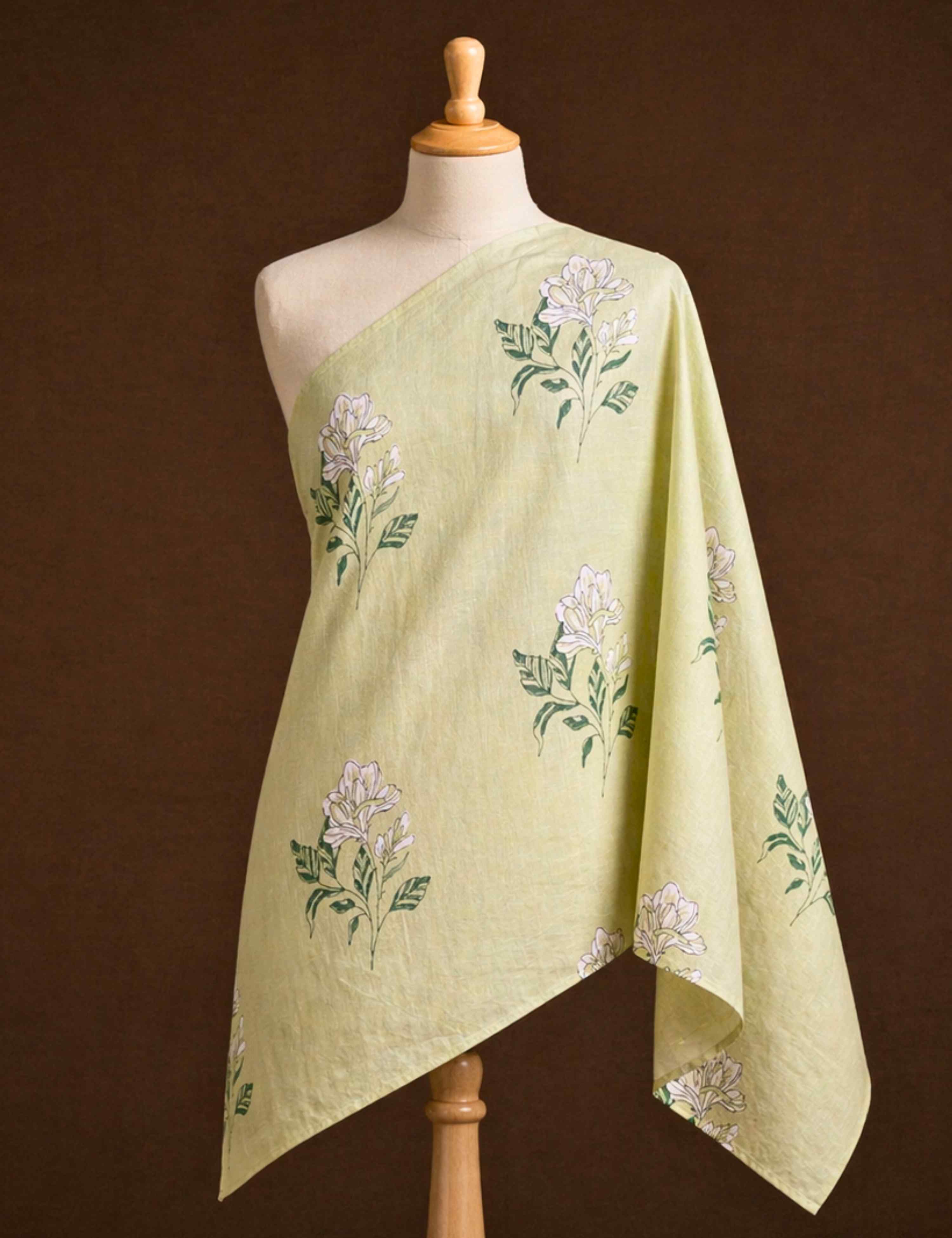 Limegreen Sanganeri Fabric
