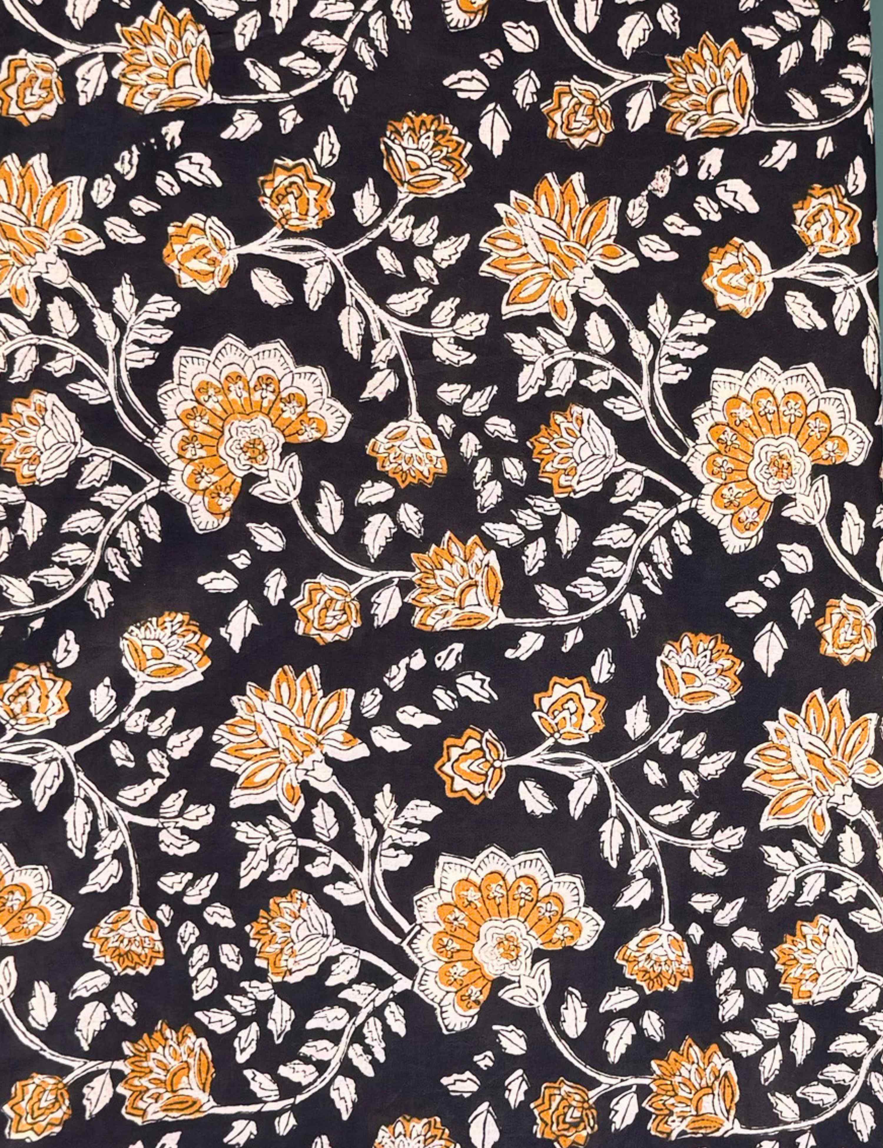 Black Sanganeri Fabric