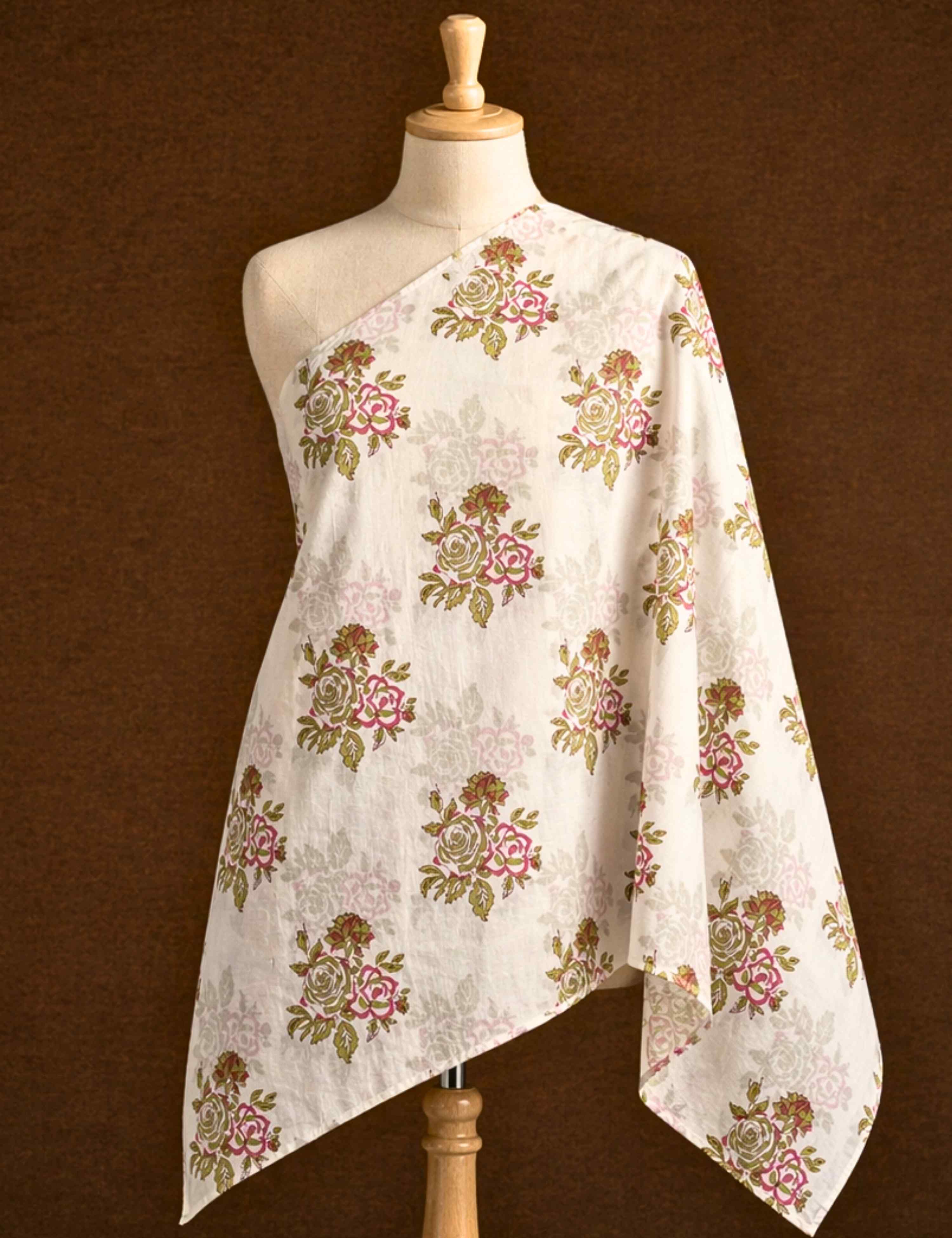 White Sanganeri Fabric