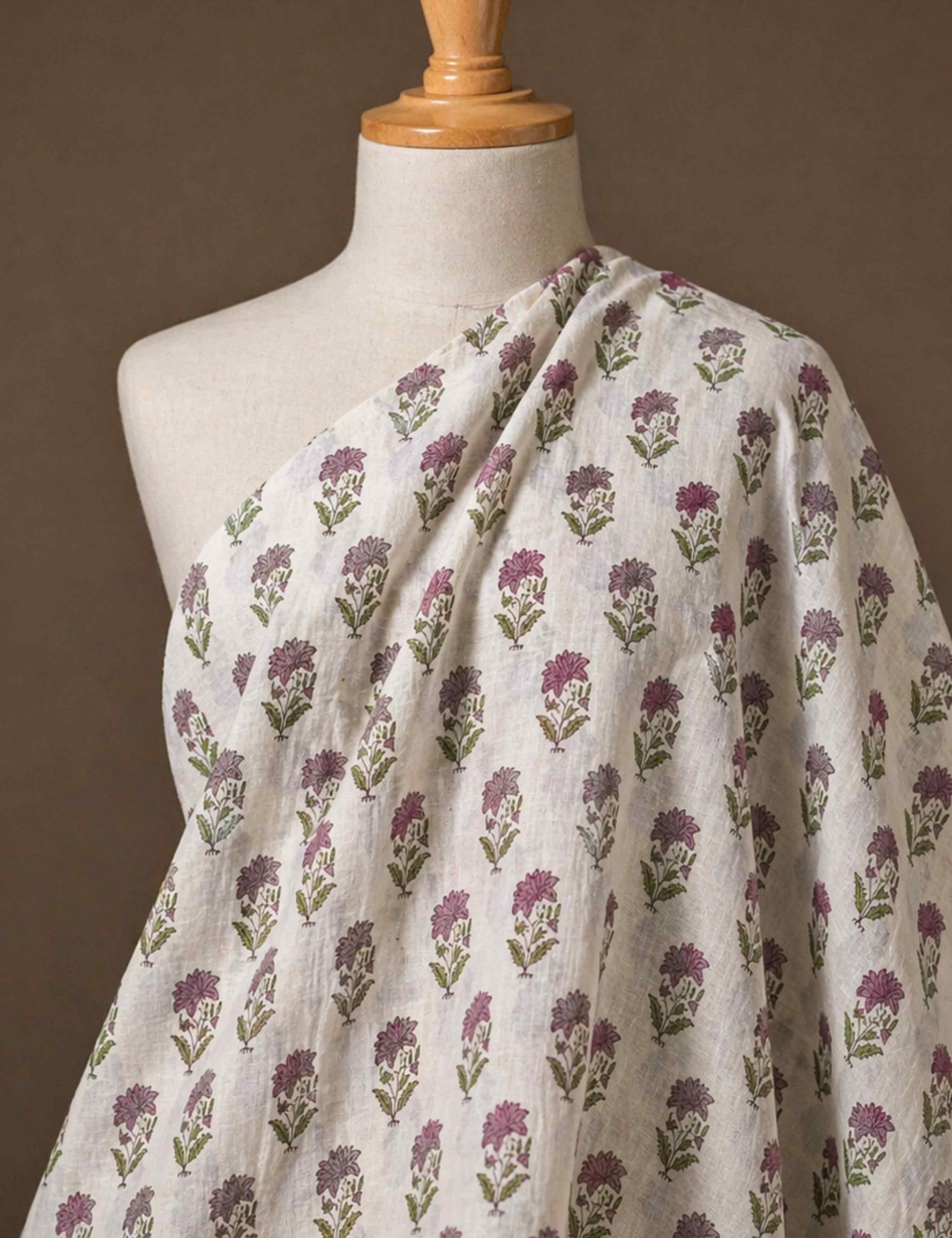 Beige Sanganeri Fabric