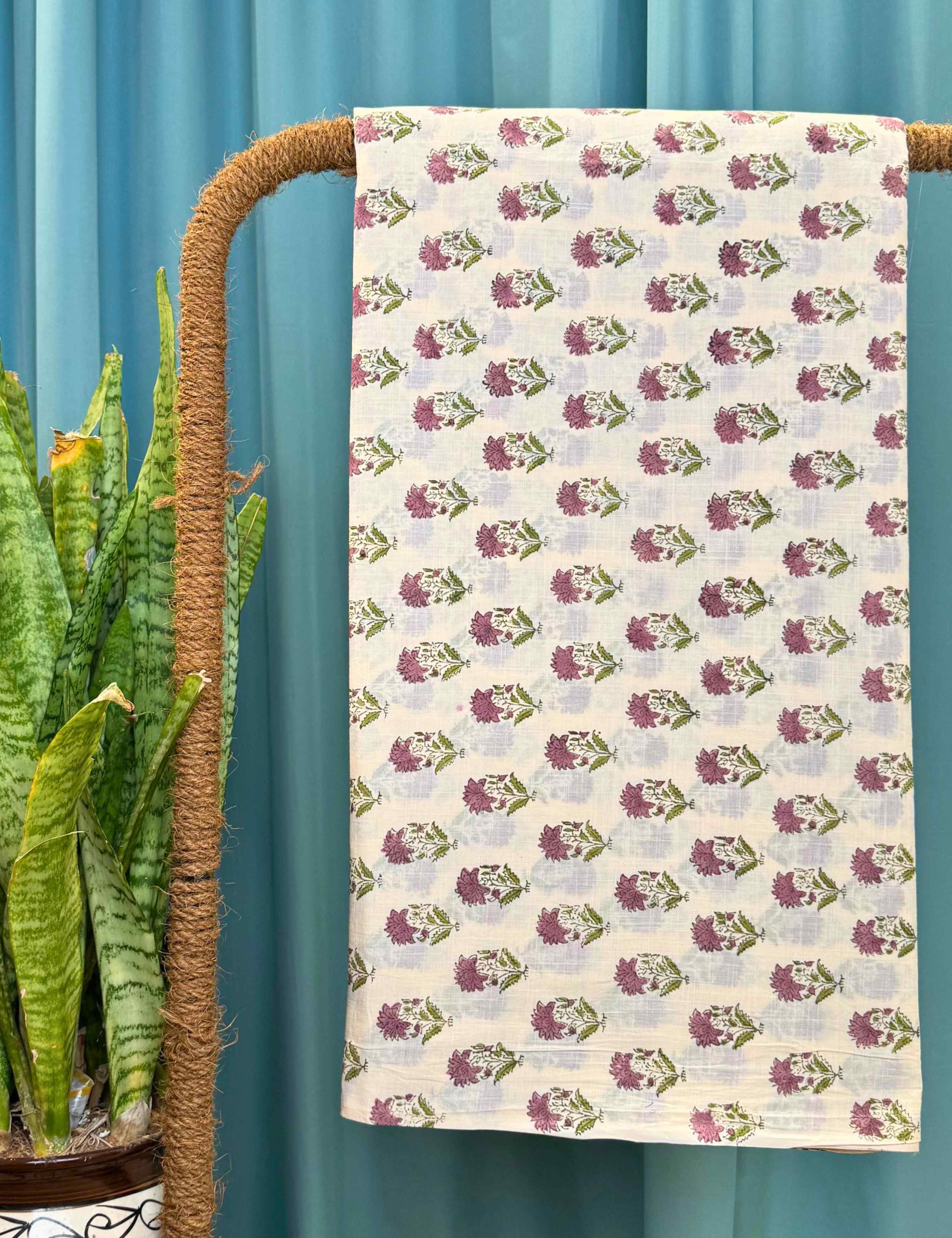 Beige Sanganeri Fabric