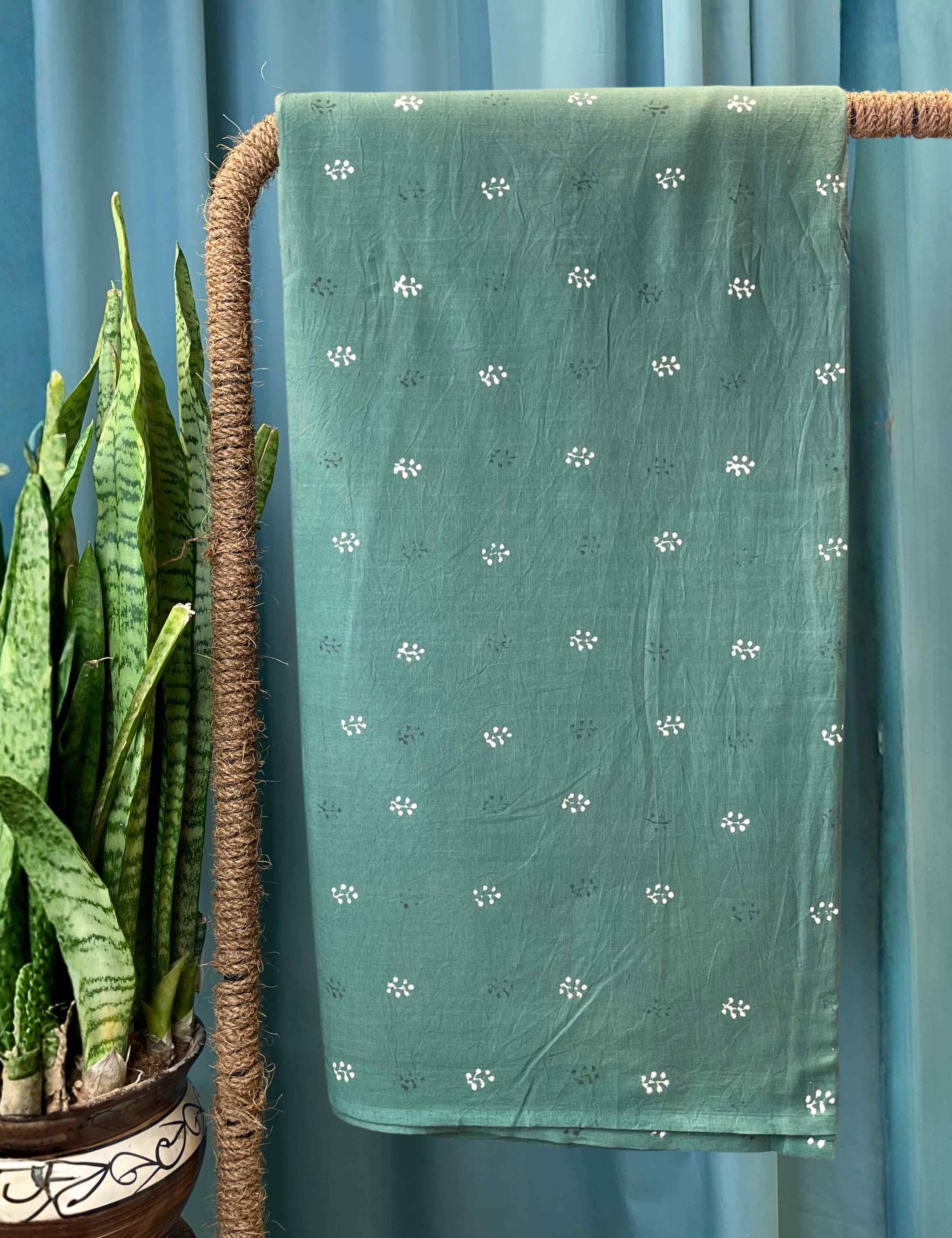 Dark Green Bagru Fabric